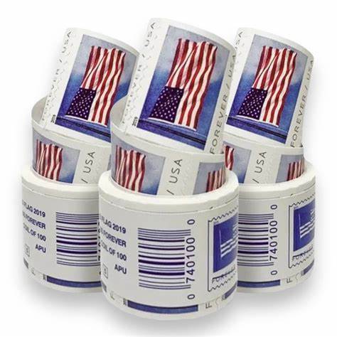 2019 U.S. Flag Forever Stamps – 100 Pcs Coil Roll (Self-Adhesive)
