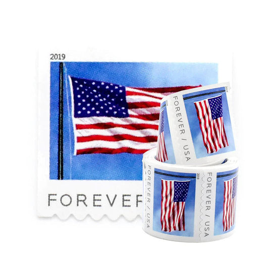 2019 U.S. Flag Forever Stamps – 100 Pcs Coil Roll (Self-Adhesive)