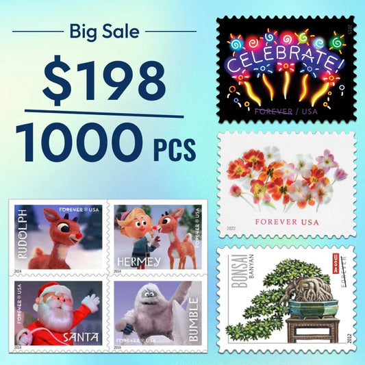 All Time Low (Price): $198 Get 1000 Forever Stamps, More Than 100 Styles to Choose